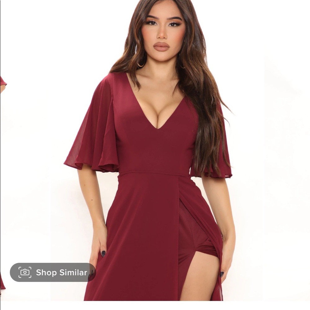 Burgundy maxi dress from fashionnova size small - Picture 3 of 7